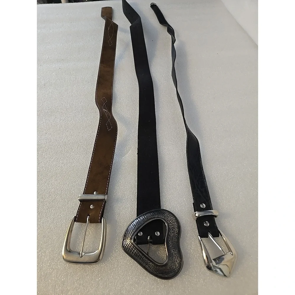 3 Vintage Leather Belts‎ Brown Size 34 Small